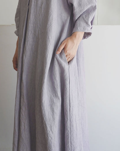[On sale from 12:00 on Saturday, August 2nd] Tuck sleeve dress / Fanage linen