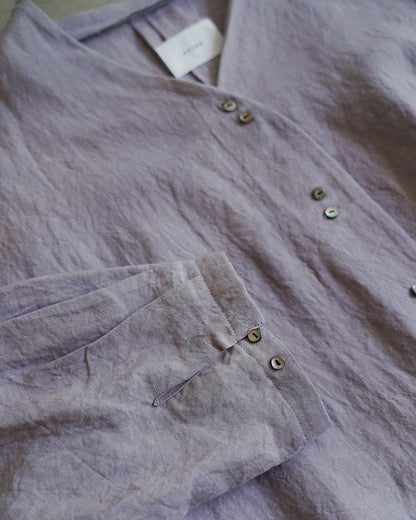 [On sale from 12:00 on Saturday, August 2nd] Tuck sleeve dress / Fanage linen