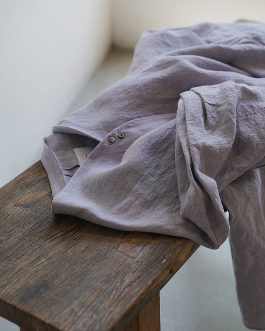 [On sale from 12:00 on Saturday, August 2nd] Tuck sleeve dress / Fanage linen