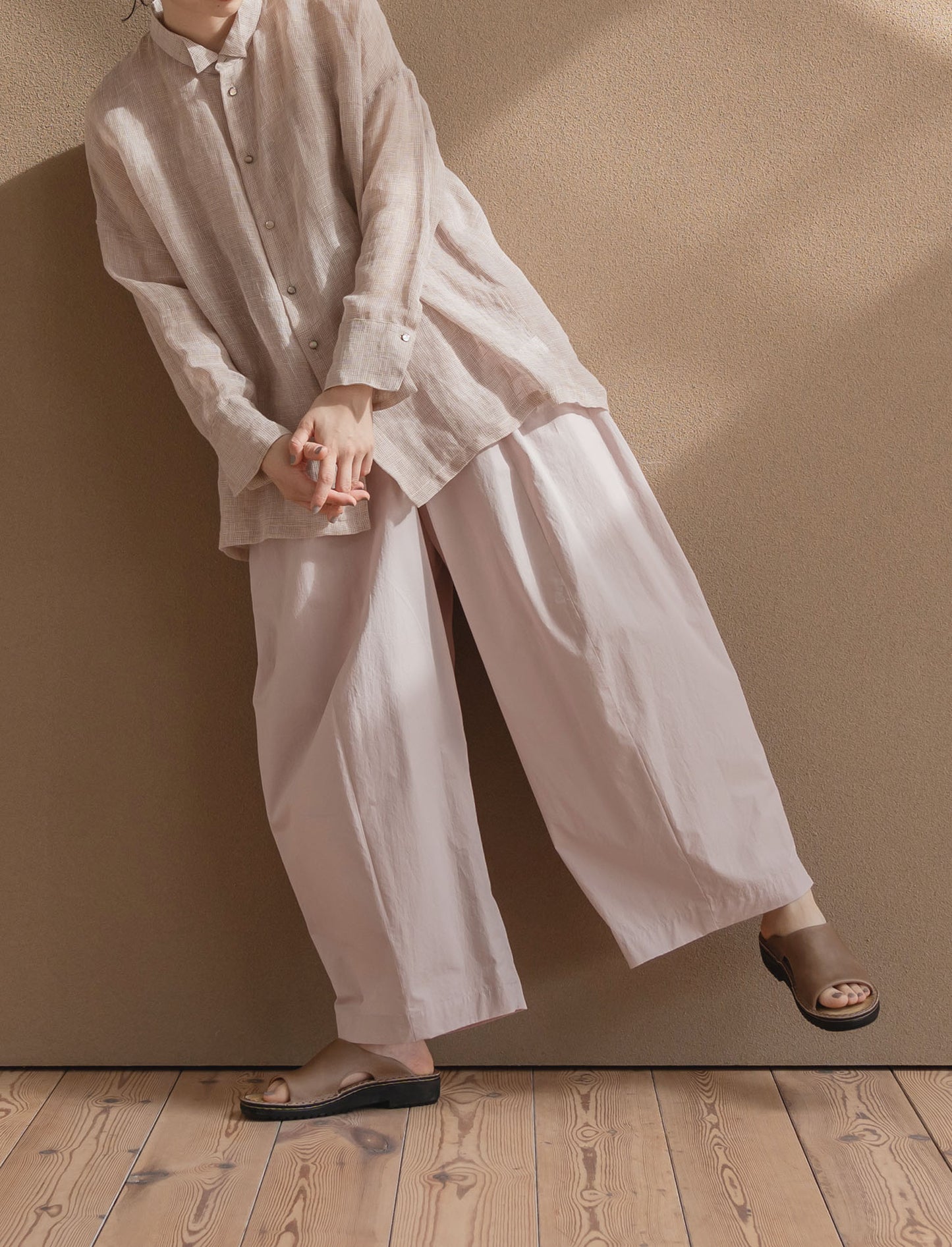 [On sale from 12:00 on Saturday, March 1st] Wide pants / Omi-bleached cotton twill