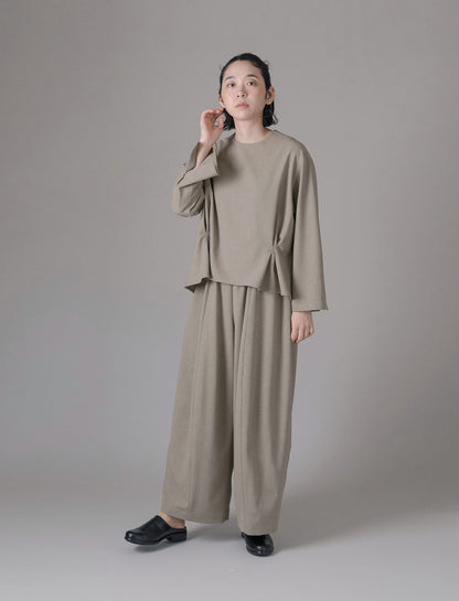 [On sale from 12:00 on Saturday, March 8th] Wide pants / Melange polyester