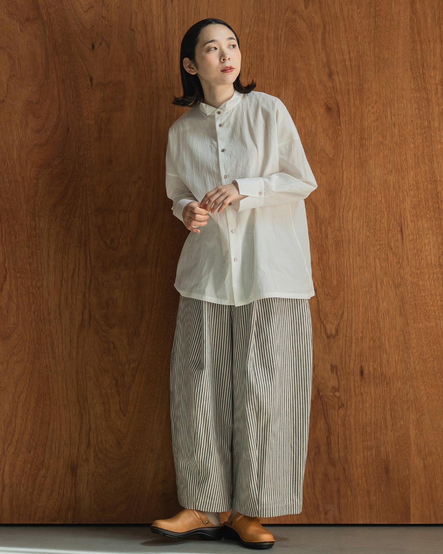 ワイドパンツ / ストライプデニム