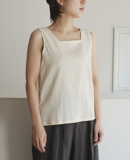 スクエアネックカットソー/ビワコットン