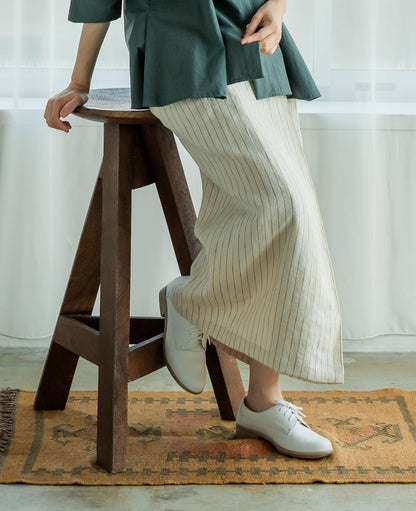 Straight Skirt/Linen Stripe
