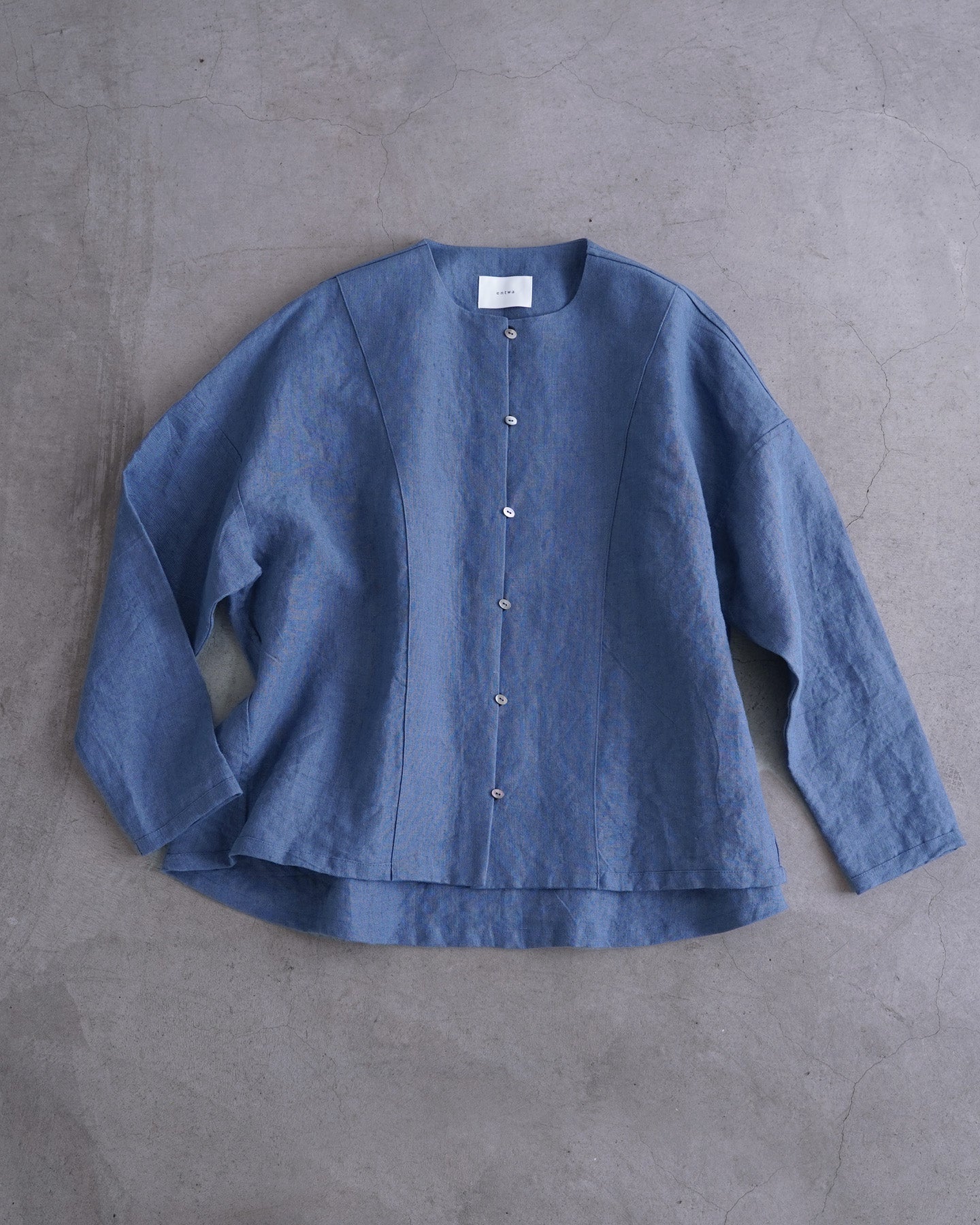 ノーカラーヨークシャツ/ナチュラルワッシャーリネン