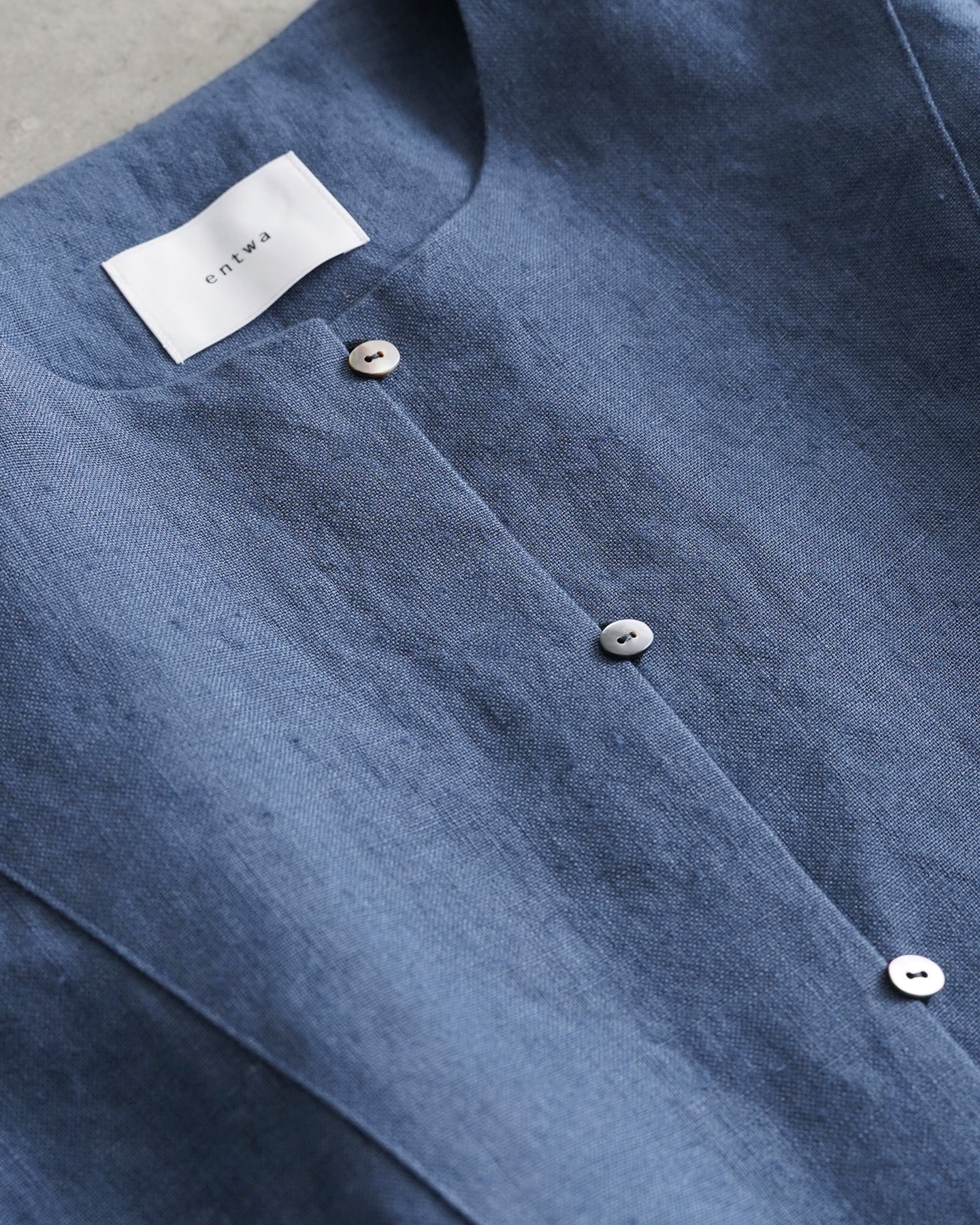 ノーカラーヨークシャツ/ナチュラルワッシャーリネン