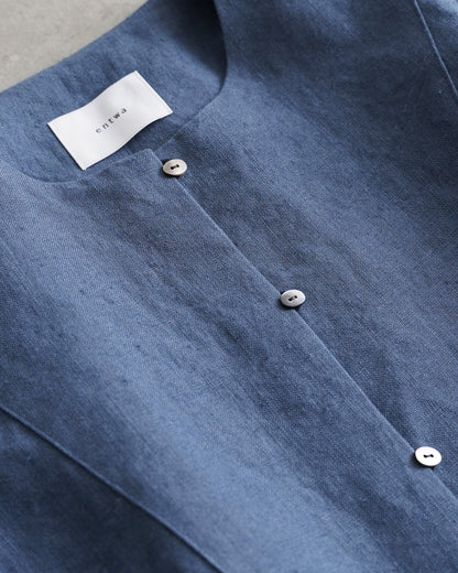 ノーカラーヨークシャツ/ナチュラルワッシャーリネン