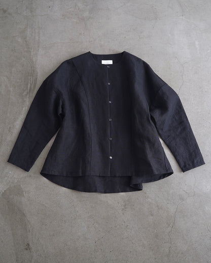 ノーカラーヨークシャツ/ナチュラルワッシャーリネン