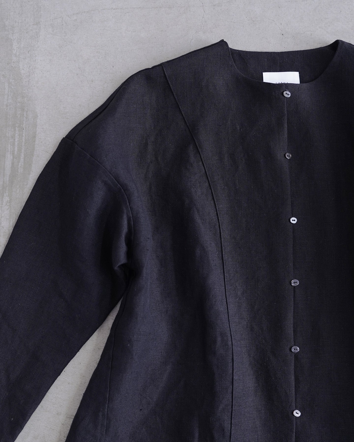 ノーカラーヨークシャツ/ナチュラルワッシャーリネン