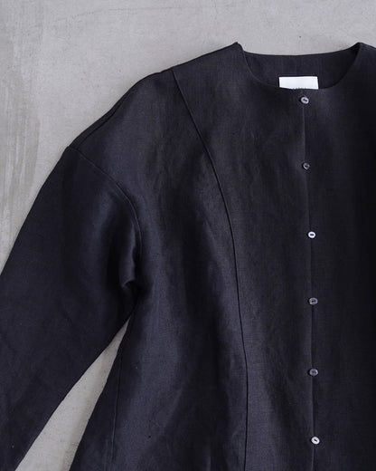 ノーカラーヨークシャツ/ナチュラルワッシャーリネン