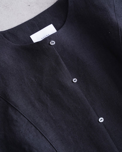 ノーカラーヨークシャツ/ナチュラルワッシャーリネン