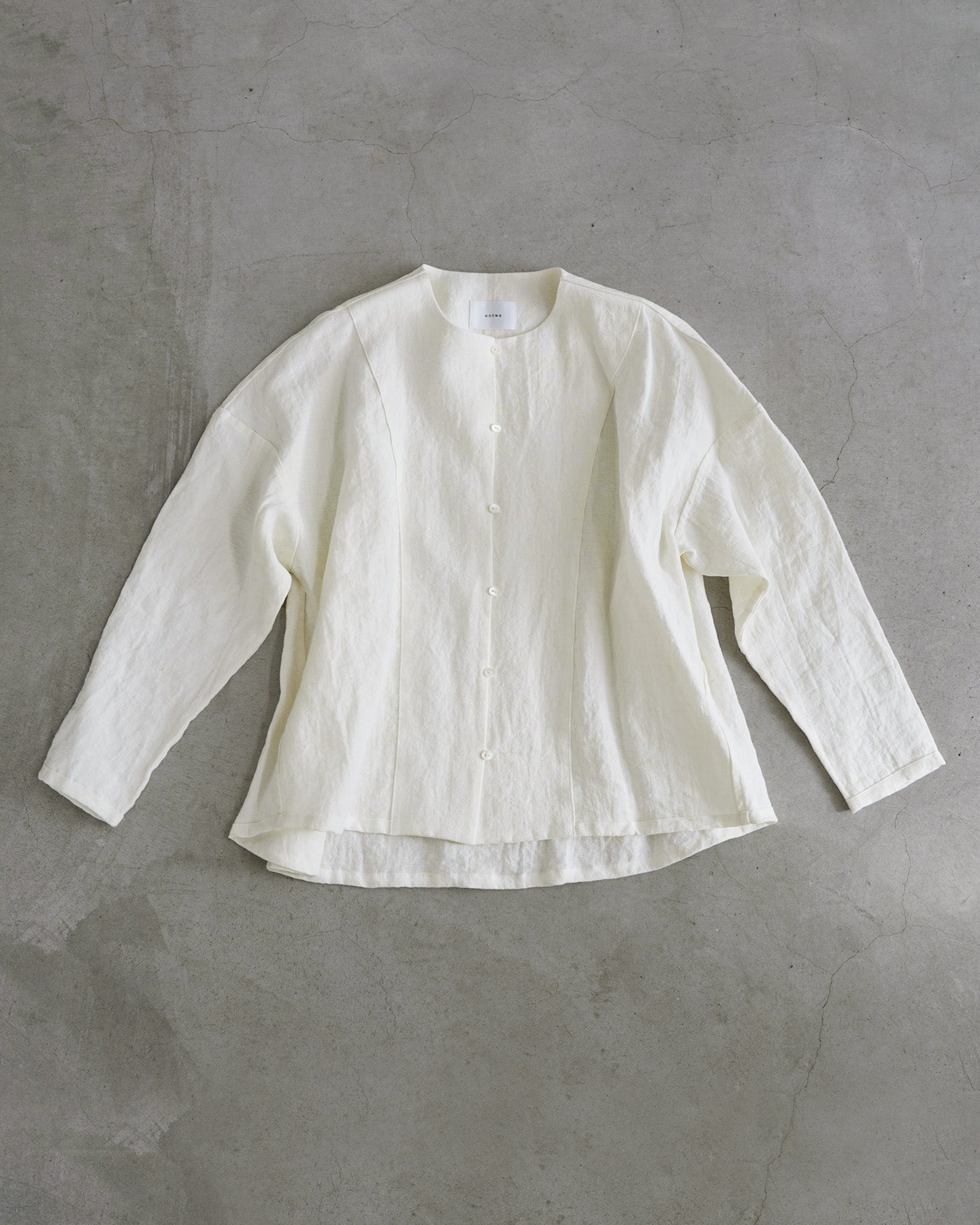 ノーカラーヨークシャツ/ナチュラルワッシャーリネン