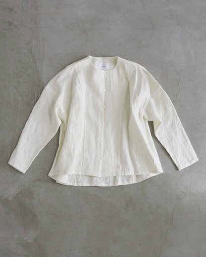 ノーカラーヨークシャツ/ナチュラルワッシャーリネン