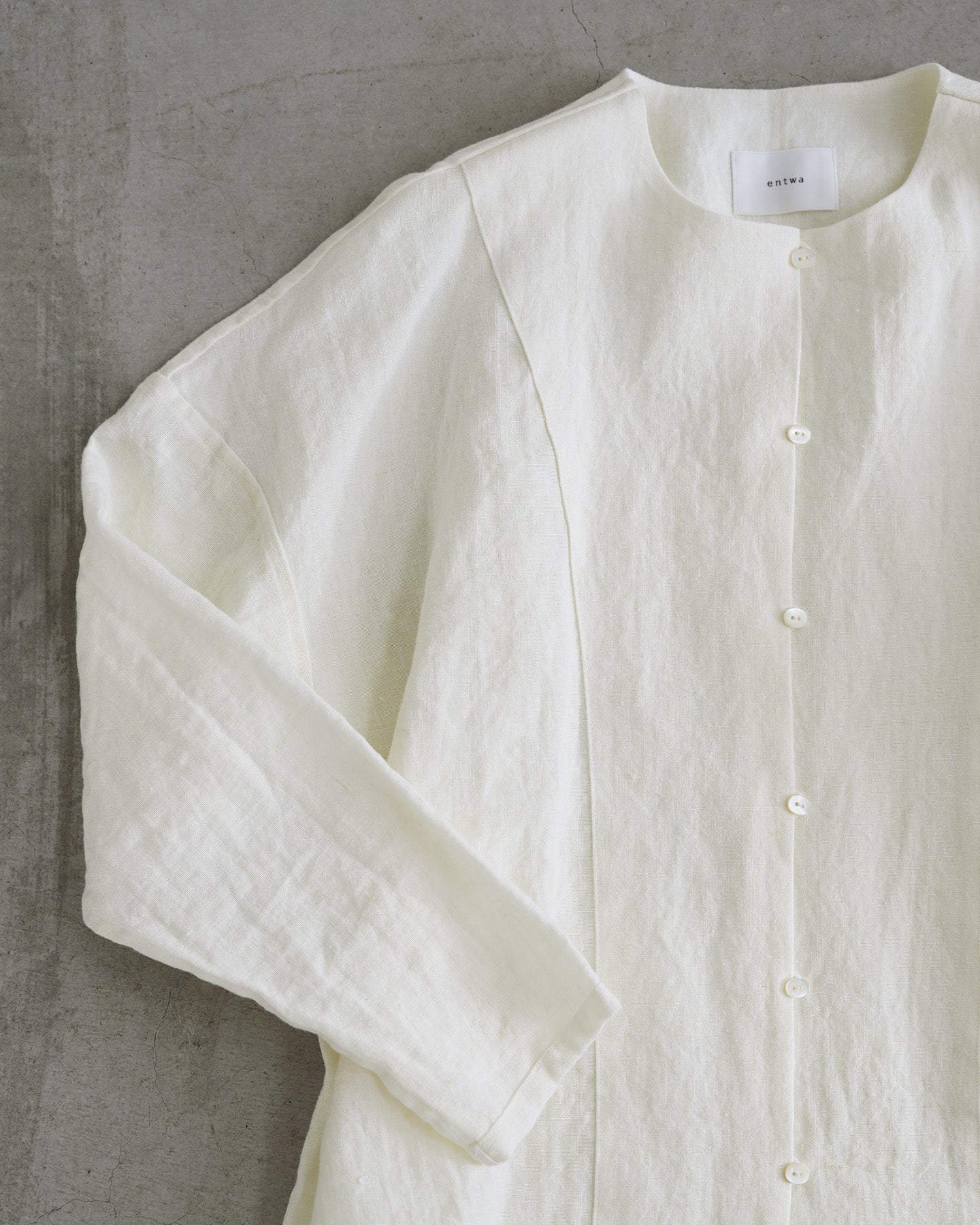 ノーカラーヨークシャツ/ナチュラルワッシャーリネン