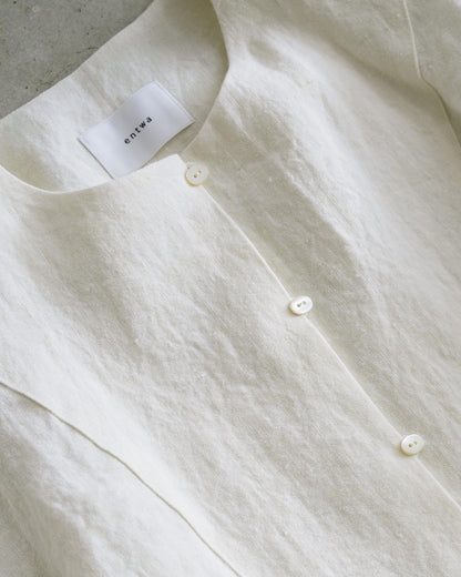 ノーカラーヨークシャツ/ナチュラルワッシャーリネン