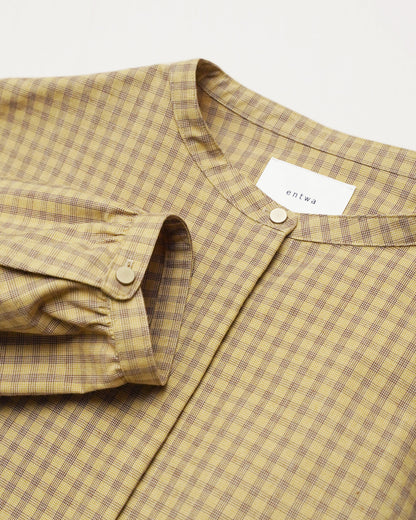 [2512] Stand Collar Shirt / Block Check