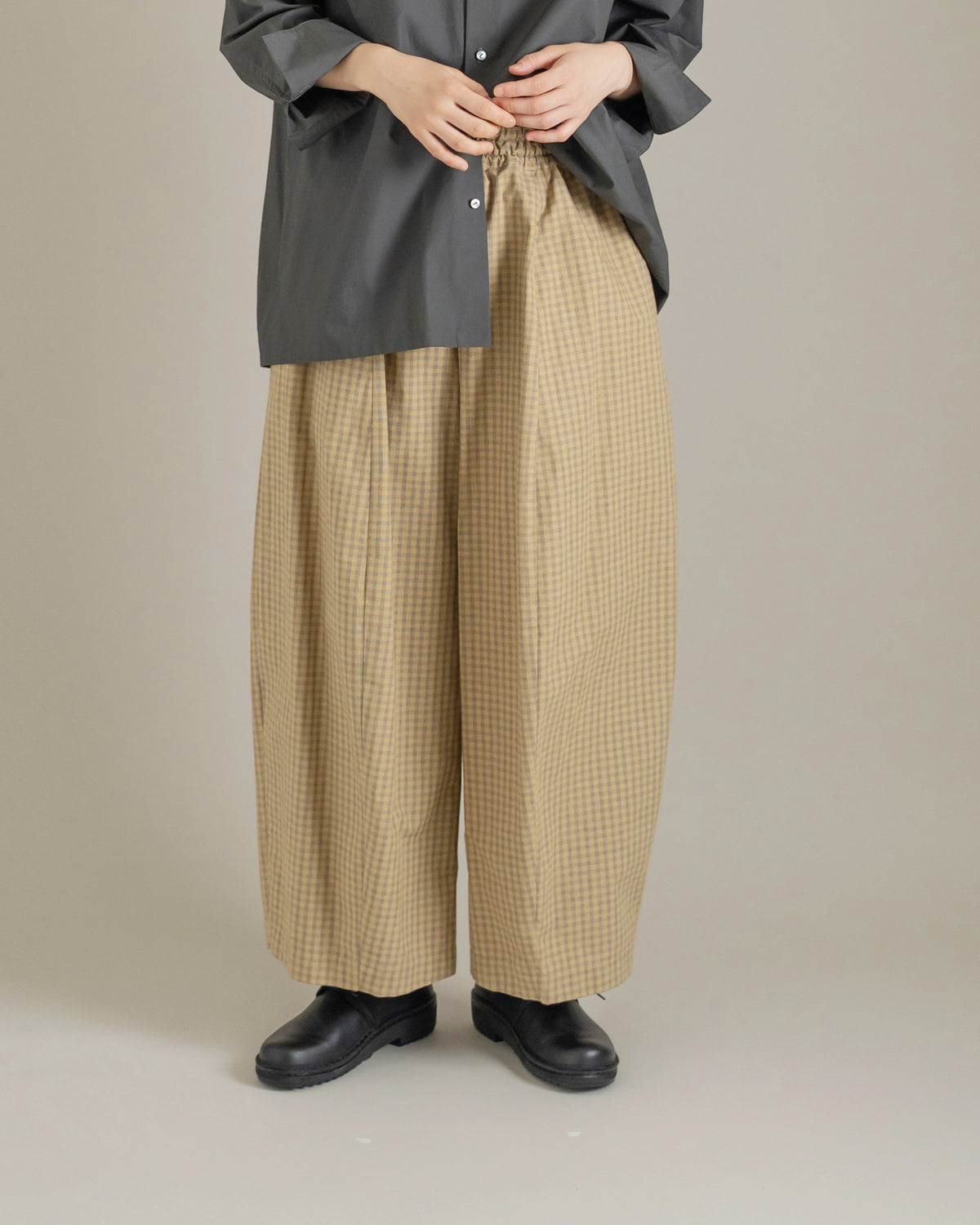 [2512] Wide-leg pants / Block check