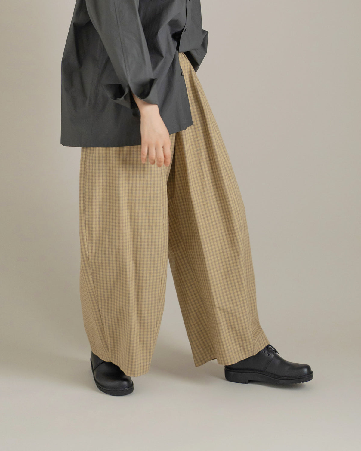 [2512] Wide-leg pants / Block check