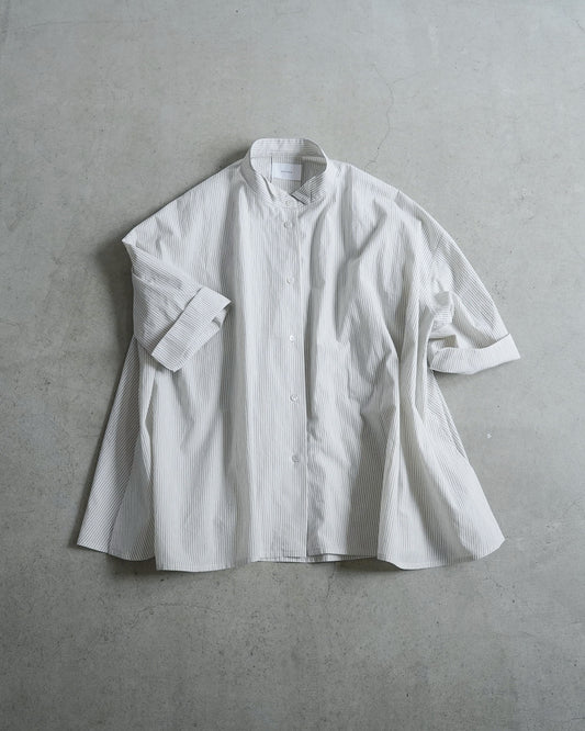 半袖オーバーシャツ/コットンストライプ