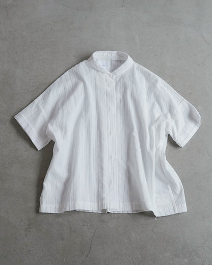 Short-Sleeve Dutch Collar Shirt / Cotton Lace