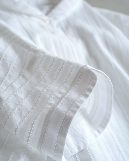 Short-Sleeve Dutch Collar Shirt / Cotton Lace