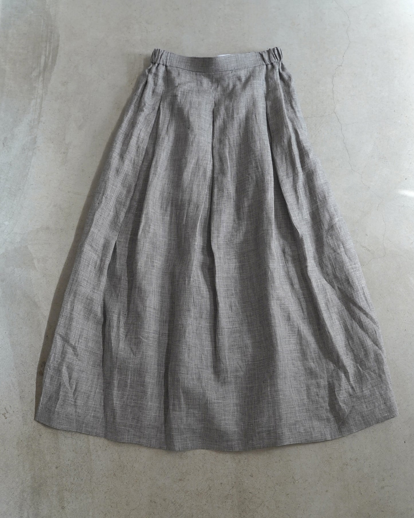 ボックスタックスカート / リネン千鳥格子