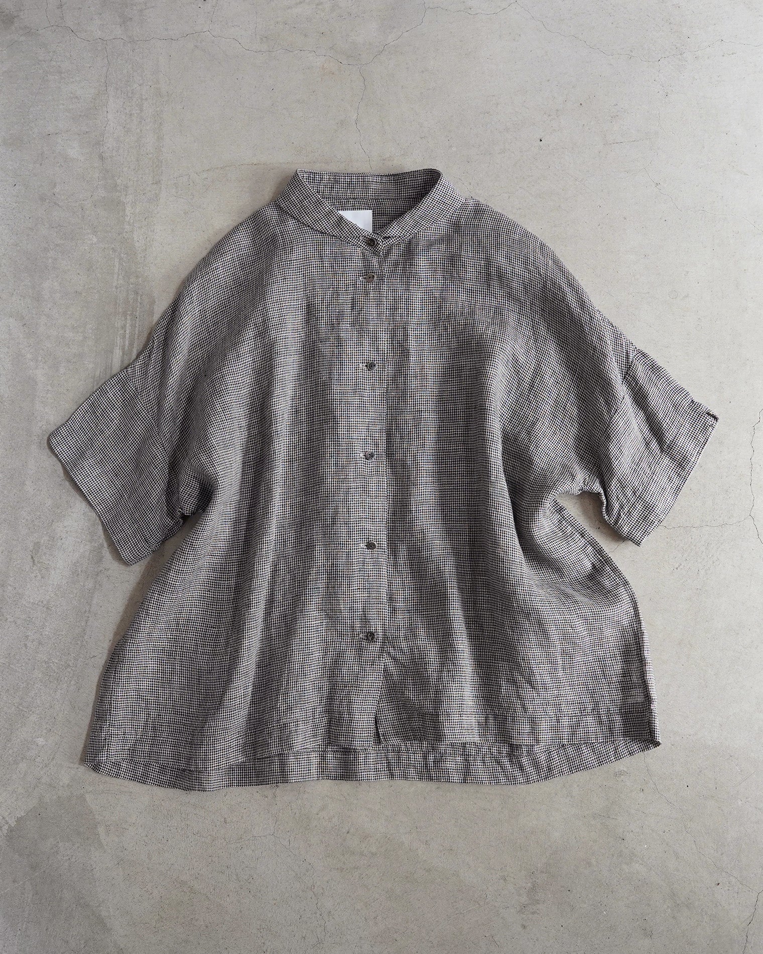 【専用】茶道稽古着　二部式　リネン混合　ライトグレー 半袖ダッチカラーシャツ / リネン千鳥格子 – entwa