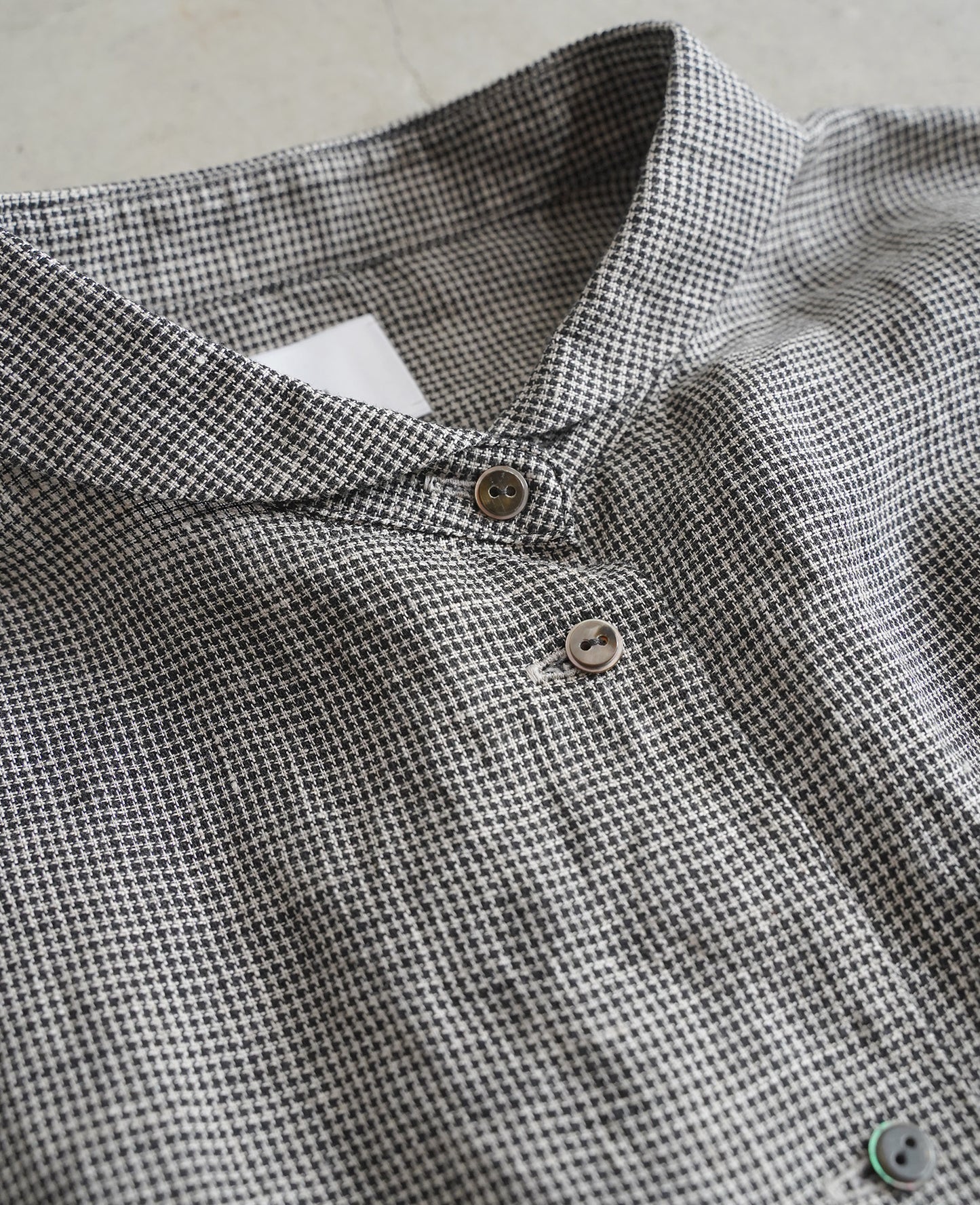 半袖ダッチカラーシャツ / リネン千鳥格子