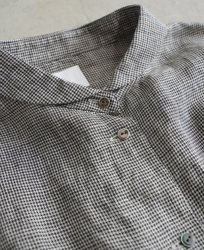 半袖ダッチカラーシャツ / リネン千鳥格子