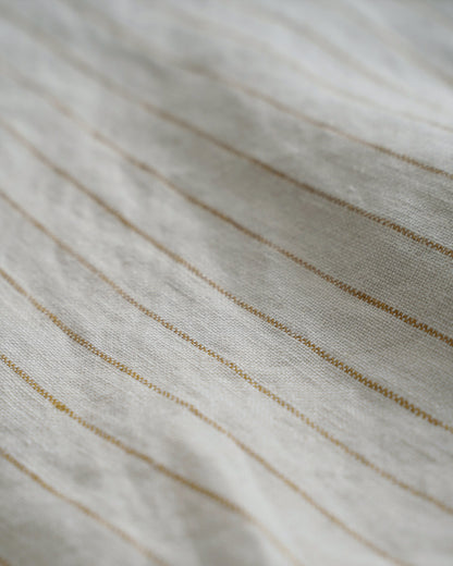 Short-Sleeve Dutch Collar Shirt / Linen Stripe