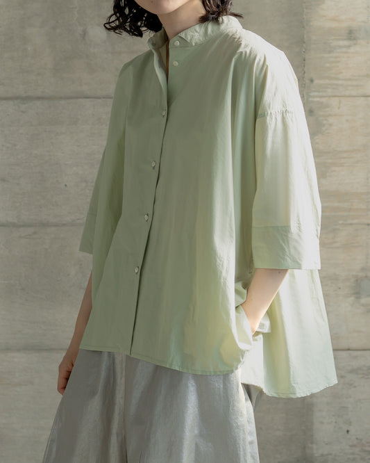 半袖オーバーシャツ/コットンナイロンタイプライター