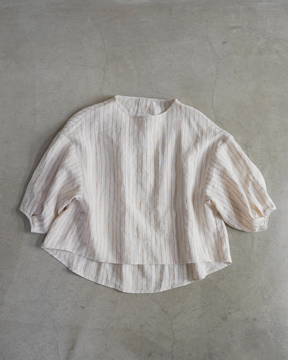 Tuck pullover / Linen stripe