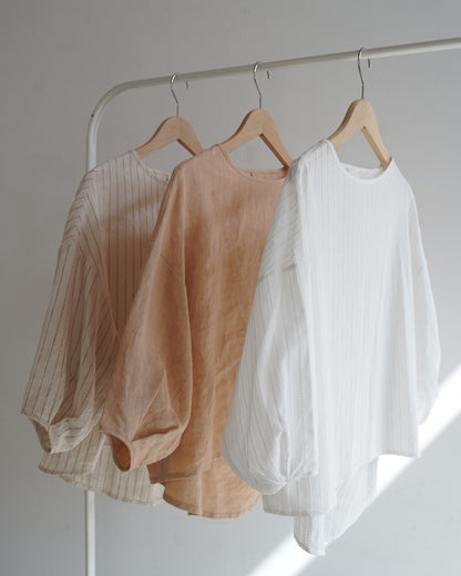 Tuck pullover / Linen stripe