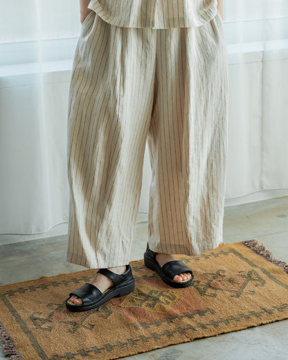 Wide-Leg Pants/Linen Stripe