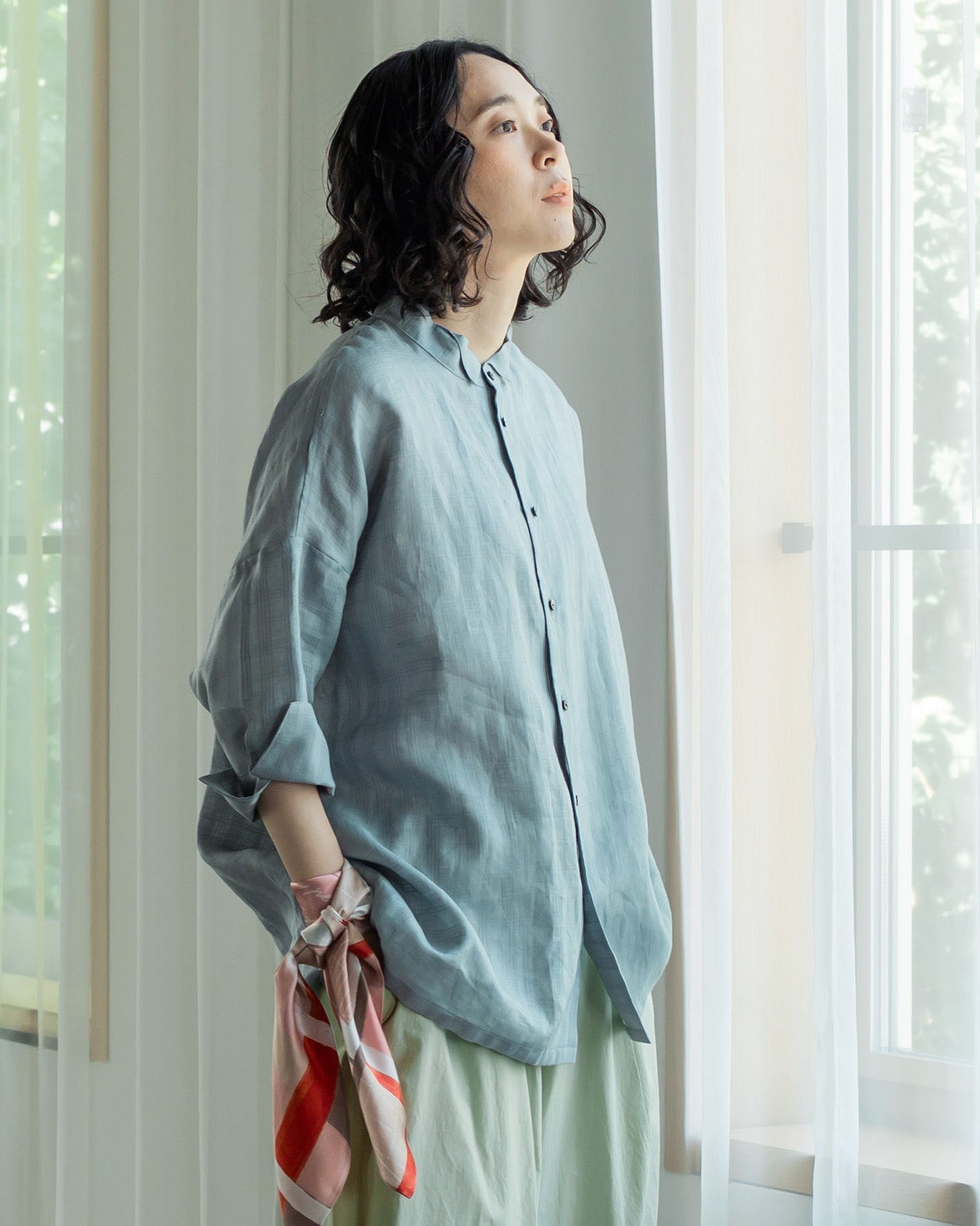 [Available from 12:00 PM on Saturday, March 14th] Three-quarter Sleeve Overshirt/Dobby Check