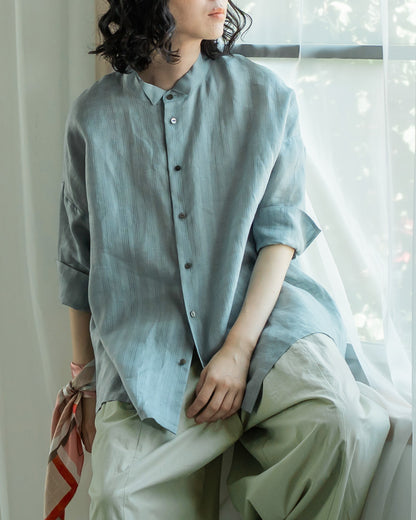 [Available from 12:00 PM on Saturday, March 14th] Three-quarter Sleeve Overshirt/Dobby Check