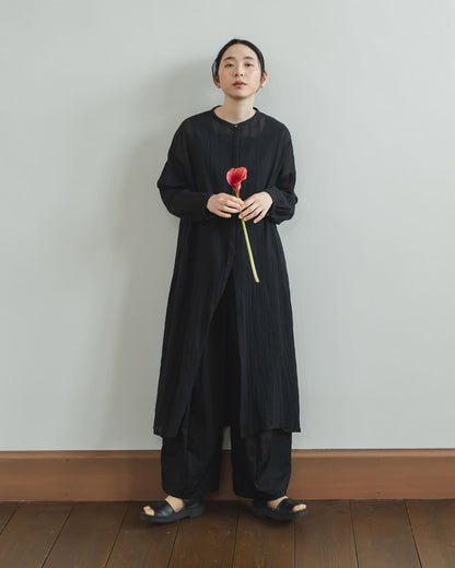 【6.6(土)12:00~発売予定】ロングスタンドカラーシャツ/シアーストライプ