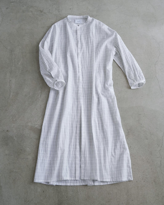 [On sale from 12:00 PM on Saturday, March 14th] Long stand-collar shirt/washer check