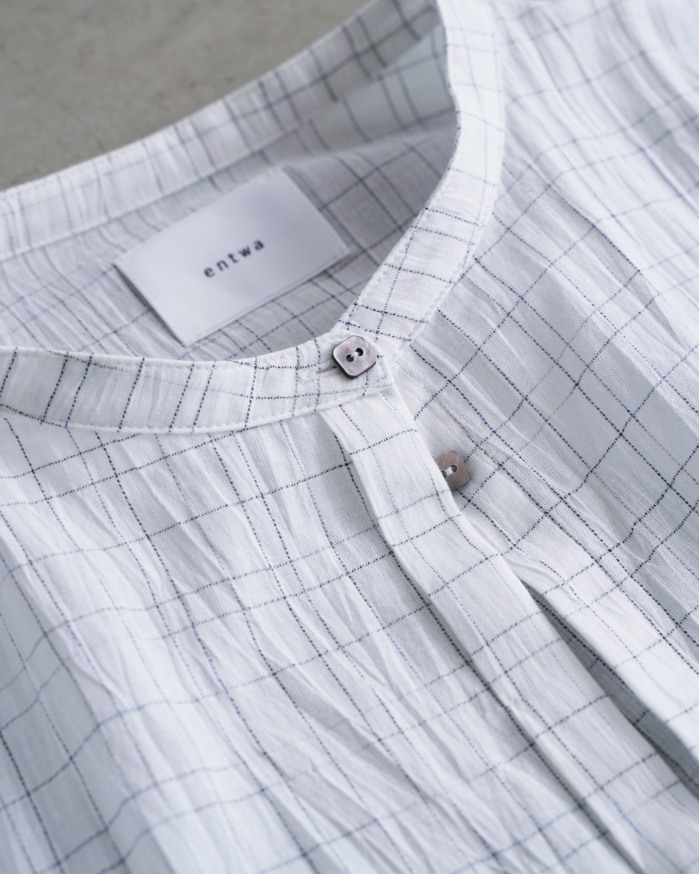 Long Stand Collar Shirt / Washer Check