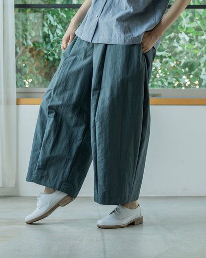 Wide pants / cotton-nylon typewriter