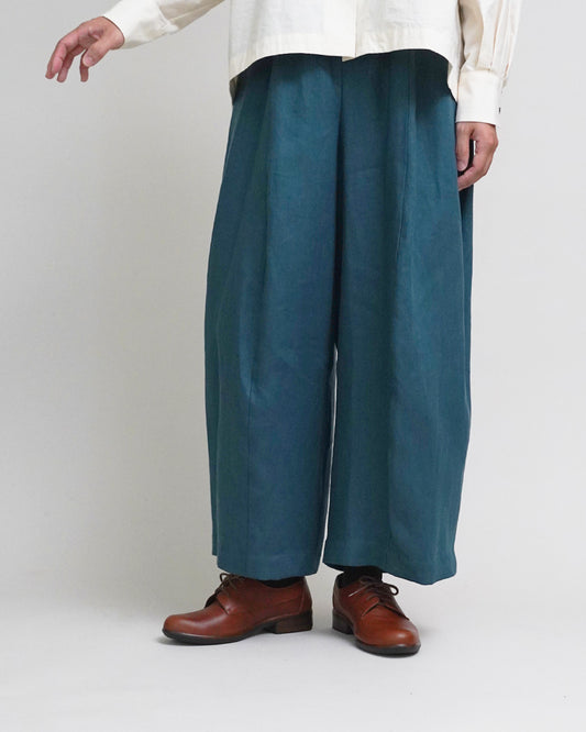 [Available from 12:00 PM on Saturday, September 13th] Wide-leg pants / Heavy linen twill / Green