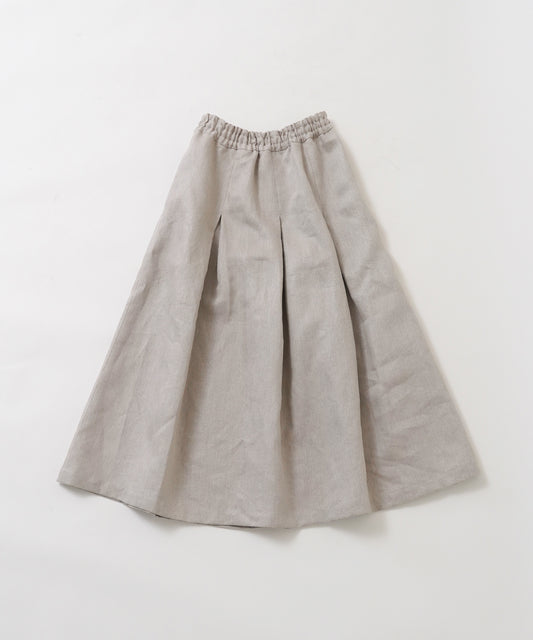 Box pleated skirt in heavy linen twill