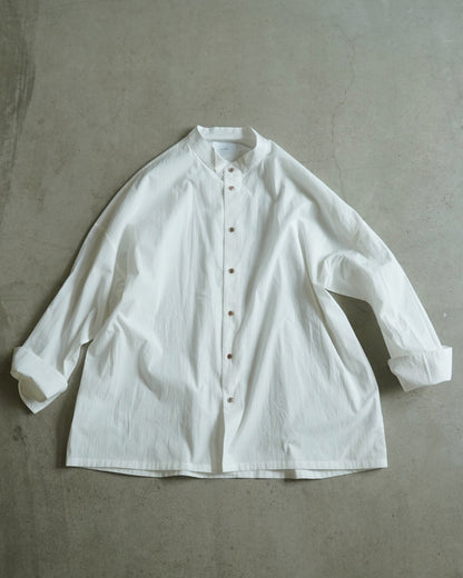 オーバーシャツ/コットンストライプ / ホワイト