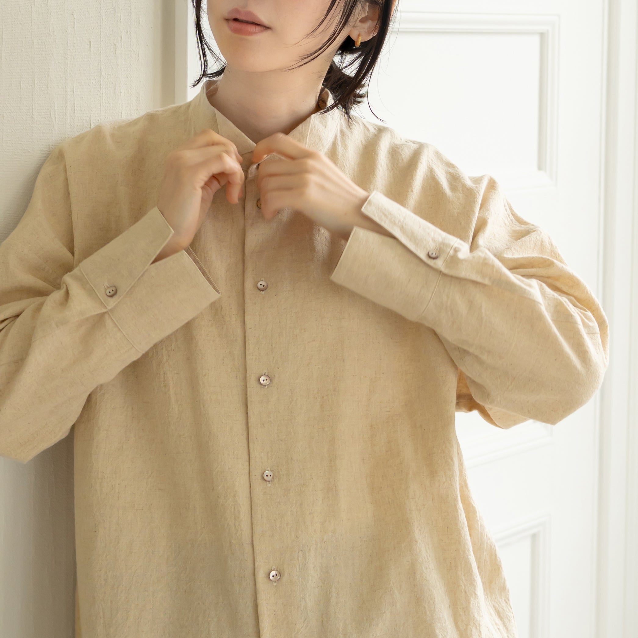 エントワ　entwa　オーバーシャツ　イエローベージュ ゆったり　日本製 オーバーシャツ – entwa