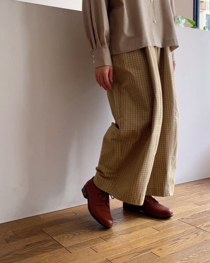 [2512] Wide-leg pants / Block check